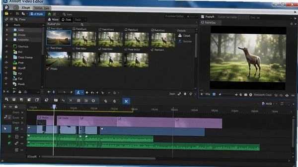 ������һ��Xilisoft Video Editor�����������ͼ��չʾ��Ƶ����ʱ���ߡ��زĿ��Ԥ�����ڣ��������������ͻ��רҵ�С�
