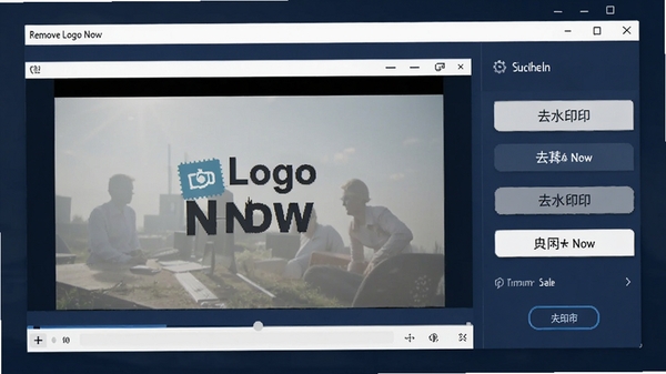 Remove Logo Now���������ͼ��չʾ�����ڡ���ƵԤ�������ȥˮӡ���ܰ�ť��������ִ���ɫ���������Ͱ�ɫΪ��