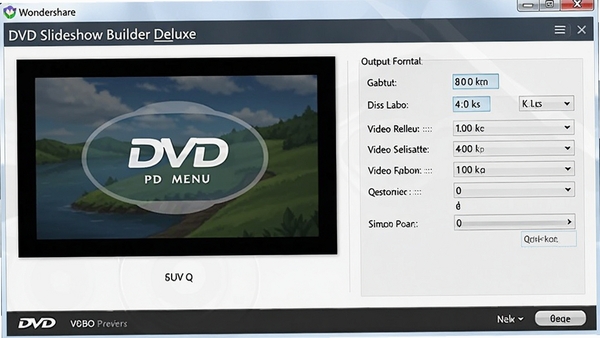 Wondershare DVD Slideshow Builder Deluxe��¼���ý��棬��ʾDVD�˵�Ԥ���������ʽѡ��������̱�ǩ����Ƶ���������ã������Ѻã�����ֱ��