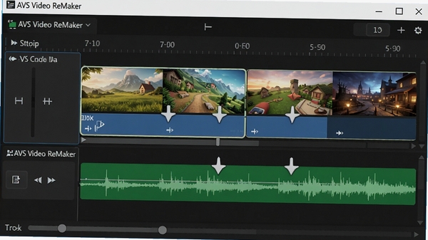 AVS Video ReMaker�����ϲ����棬��ʾ��Ƶ�����Ƶ����ӣ����϶������ļ�ͷ������Ϊ����ɫ��