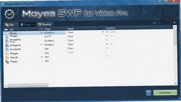 ����һ��չʾMoyea SWF to Video Pro�����������ͼ�������ļ��б���ת����ť�������רҵ������Ϊ����ɫ����ͻ���������ơ�