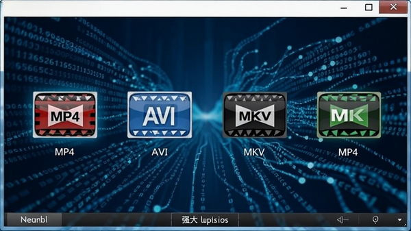 AVS Video Converterת����ʽ���棬չʾ������Ƶ��ʽͼ����MP4��AVI��MKV������Ϊ��̬���������Ƽ���Ϊ��ɫ����ͻ������ͨ������ǿ�������