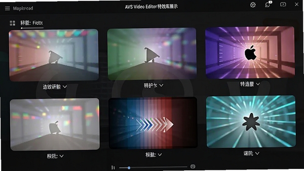 AVS Video Editor��Ч��չʾ�������˾���ת��Ч������ͼ���У�ɫ�ʰ�쵣�����Ϊ��ɫ�ִ�UI