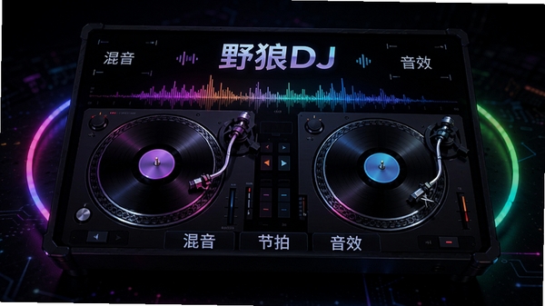 Ұ��DJ���ֺ�������չʾ����ɫ�ſ��������в���Ƶ����˫����ת�̣���Χ���Ʋ�ɫ��Χ�ƣ��������ִ���ͻ���������������ġ�����Ч����Ԫ�أ�����Ƽ���ʮ��