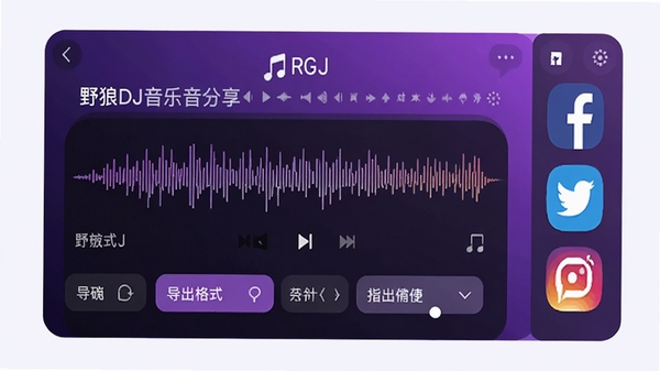 Ұ��DJ���ֺ�¼���������棬��ʾ¼�������뵼����ʽѡ���Ա����罻ƽ̨ͼ�꣬����Ϊ������ɫ����ͻ����������