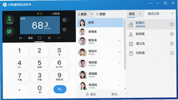 ����ͨ����绰��������չʾͼ����������ʾ�����̡���ϵ���б���ͨ����¼������Ϊ��ɫ���䣬���������ִ�