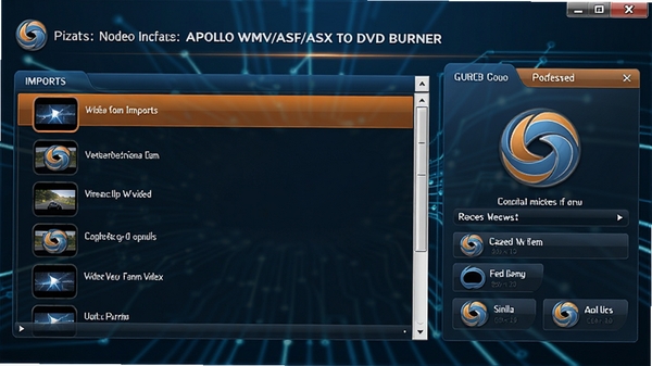 Apollo WMV/ASF/ASX to DVD Burner�������������ͼ����ʾ��Ƶ�����б��Ϳ�¼ѡ����壬����Ϊ�ִ���ɫ�Ƽ��з�񣬽���Ԫ��������ͼ��Բ������ɫ������ɫ�ͳ�ɫΪ����ͻ������רҵ�������ԣ�������Ⱦ