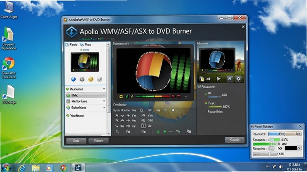 Apollo WMV/ASF/ASX to DVD Burner��Windows����������ʱ�������ͼ����ʾ�����������ϵͳ��Դռ�����������ΪWindows���棬�����������ɼ����������ھ��У����沼�ֺ�����ɫ�ʺ�г��չ��������PC�˵���������״̬