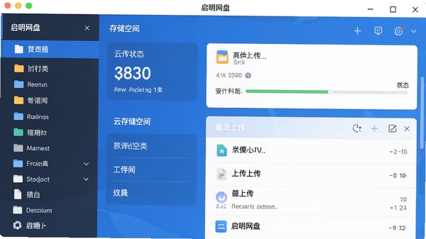 �������̿ͻ����������ͼ��չʾ�ļ����ർ�����ƴ洢�ռ�״̬������ϴ��ļ��б���������ִ�����ɫ����ɫ�����ֱ���1920x1080