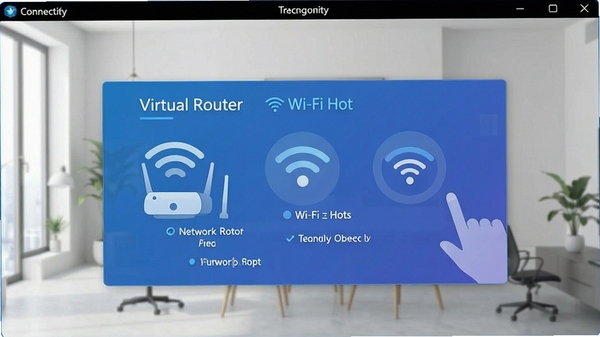 Connectify���������ͼ��չʾ����·����������壬����Ϊ�ִ���Լ���ͻ�����繲����Wi-Fi�ȵ㹦��