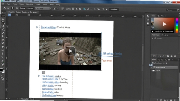 Adobe InDesign CS5 交互式电子文档编辑界面,展示超链接与多媒体元素