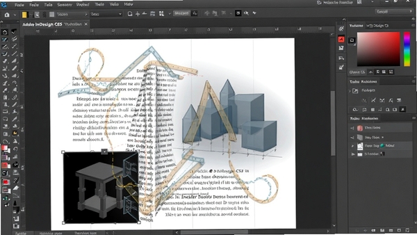 Adobe InDesign CS5 图文混排效果,展示文本绕排与图形绘制工具