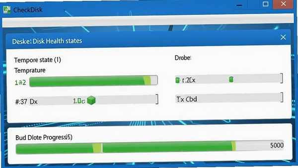 CheckDisk�����������ͼ����ʾ���̽���״̬���¶ȡ�����ɨ�����������������ɫ�Ƽ����
