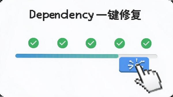 һ��Dependencyһ���޸����ܵĶ�̬ʾ��ͼ��������޸���ť�󣬽���������ǰ����ȱʧ�����������α�Ϊ��ɫ�Թ�������Ϊǳɫ�����ͻ����������ԡ�