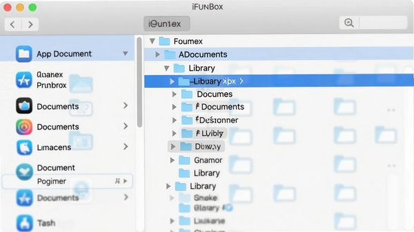 һ�Ÿ����ͼ��չʾiFunBox������App�ļ��������棬�����Ӧ���б����Ҳ�չʾ��Ӧ�õ�Documents��Library���ļ��нṹ�������黯������ͻ���ļ�·����������θ�