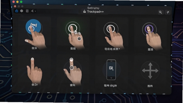 Trackpad++���������ͼ��չʾ��ָ����������壬����Ϊ��ɫ�Ƽ��з��ͼ��������ɫ������