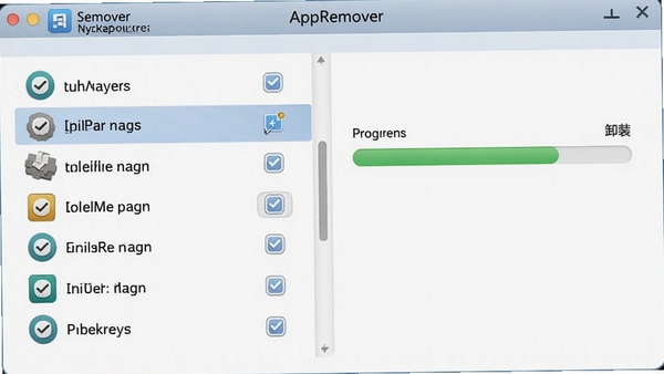 AppRemover����ж�ع��ܲ������棬�г����������ѡ״̬�����ж�ذ�ť����ʾ�����������潻���Ѻ�