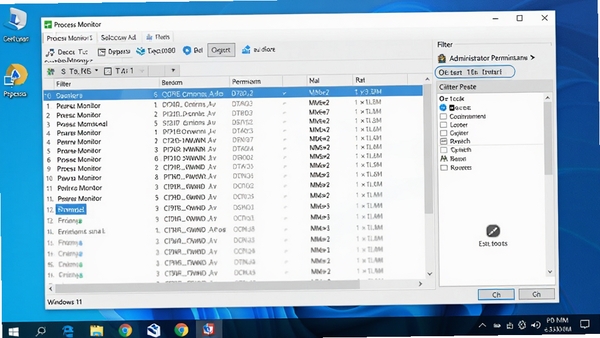 Process Monitor ������ Windows 11 ϵͳ�ϵĽ�ͼ����ʾ����б��͹�����壬ǿ������ԱȨ�����У�����Ϊ�ִ�����