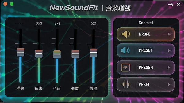 NewSoundFit��Ч��ǿ��壬չʾ����������͸�����ЧԤ��ѡ�ɫ����������ֱ��