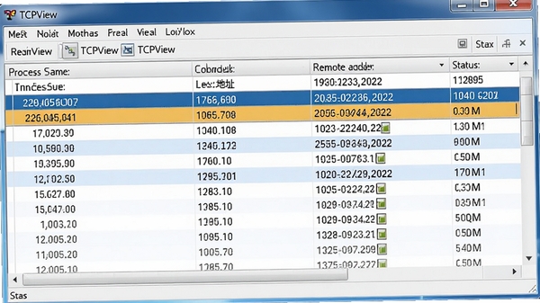 TCPViewʵʱ��ؽ��棬������ʾ����ӣ�������������������ص�ַ��Զ�̵�ַ��״̬��