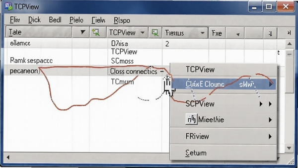TCPView�Ҽ��˵�����ʾ��ͼ�����ָ��ر�����ѡ�����Ϊ�������