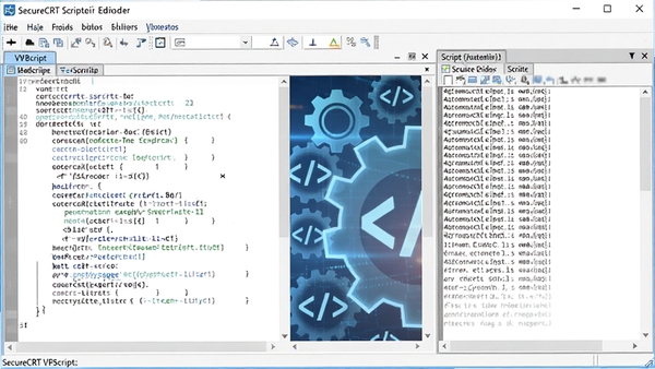 SecureCRT�ű��༭�����棬��ʾVBScript����Ƭ�Σ�����������Ҳ�Ϊ�ű�������־���ڣ������г��ֺʹ�����ţ������Զ�������