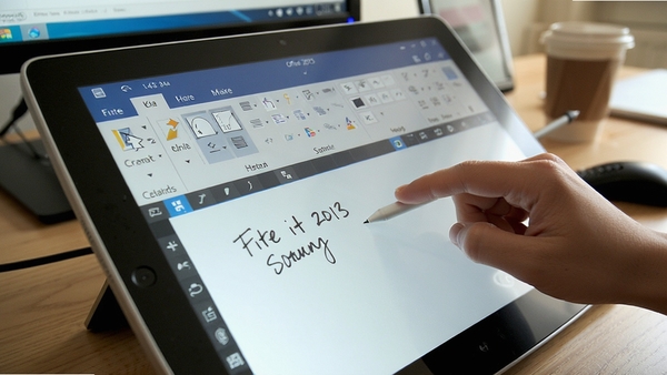 Office 2013�ڴ����豸�ϵ�ʹ�ó�������ָ�㰴������ͼ�꣬��Ļ������д�ʼ���ע