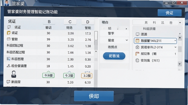 �ܼ��Ų���������ܼ��˹��ܽ��棬��ʾƾ֤�б��Ϳ�Ŀƥ����̣�����������������ť��Ŀ��������