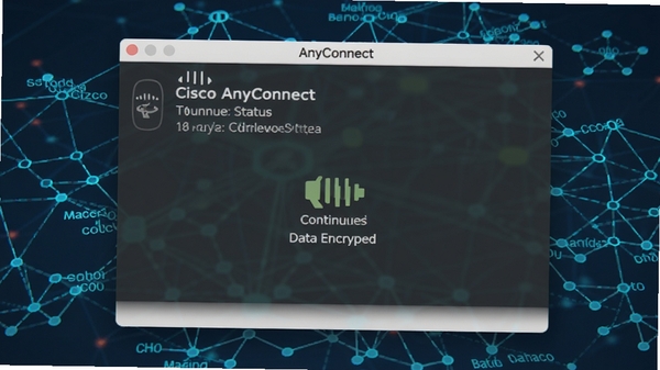 Cisco AnyConnect���ӽ��棬��ʾ����״̬������ʱ�䡢���ݼ���ͼ�꣬����Ϊ�߿Ƽ���������ͼ�������������