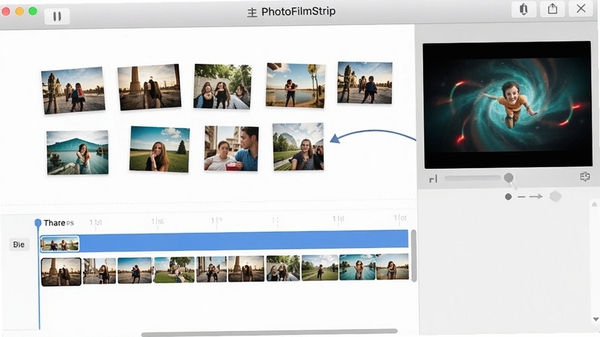 PhotoFilmStrip������չʾ����Ƭ�ز���ק��ʱ�����ϣ��Ҳ�Ԥ��������ʾ��̬Ч����������������ɫ������