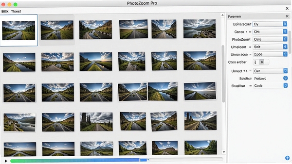 չʾPhotoZoom Pro�����������棬����ͼƬ������ͼ�������У��Ҳ���ʾͳһ����������壬�ײ��н�����������������Ч���������������ı����