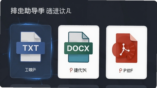 �Ű����ֵ���ѡ����棬չʾTXT��DOCX��PDF�ȸ�ʽͼ�꣬ͻ�����������