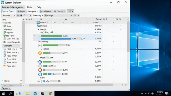 System Explorer ���̹������棬����չʾCPU���ڴ�ռ�ã��б�����࣬Windows 10 �����������ͼ���