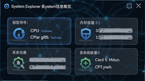 System Explorer ϵͳ��Ϣ������չʾCPU�ͺš��ڴ�������ϵͳ�汾����Ϣ��Ƭʽ��ƣ����塣