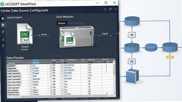 UCCSOFT SmartVizor ������������Դ���ý��棬չʾExcel�ļ��������ֶ�ӳ����̣�����Ԥ�����������ɼ�������Ϊ���ݴ�������ͼ