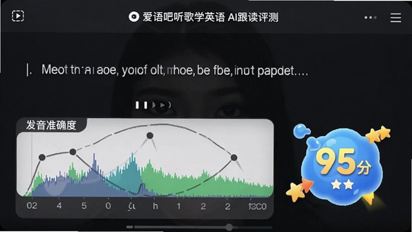 ���������ѧӢ��AI����������棬��ʾһ���ʣ��·�Ϊ����׼ȷ�Ȳ��ζԱ�ͼ��95�����ֶ���