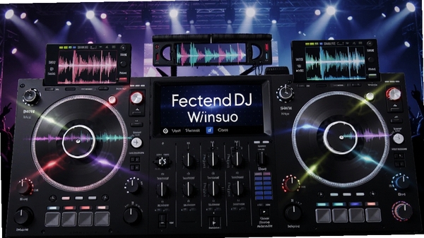 �׵�DJ����������������չʾ��˫�������֣���ɫ�������ſ�ƹ�Ч������Ļ������ʾ�������ƣ�����Ϊ��̨�ƹ�����Ⱥ��Χ��������Ⱦͼ