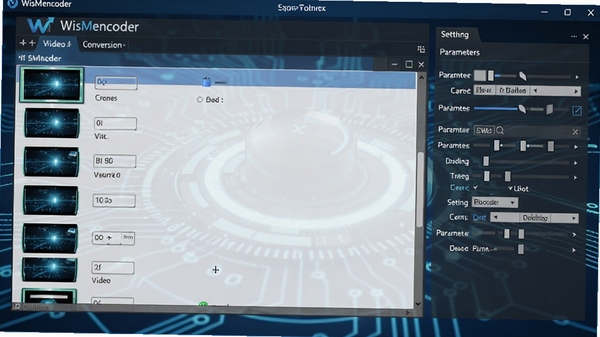 WisMencoder�����������ͼ��չʾ��Ƶת���б��Ͳ���������壬�ִ�����UI��ƣ���ɫ�Ƽ��б���