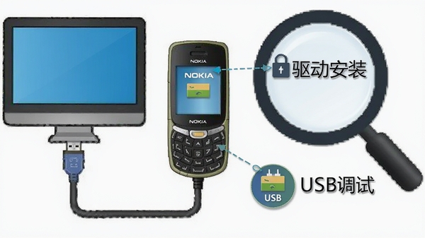 һ��ʾ��ͼ��չʾUSB���������ӵ�����ŵ�����ֻ����Ա��÷Ŵ�ͼ���ע��������װ���롰USB���ԡ������ؼ��㡣