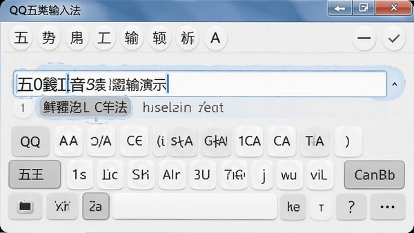 QQ五笔输入法五笔拼音混输演示,输入框同时显示五笔编码和拼音候选,界面清晰直观