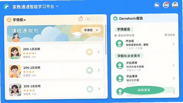 �ҽ�ͨ����ѧϰƽ̨�����ͼ��չʾ�γ��б���ѧ�鱨�棬����ɫ�ʣ���ƽ�����