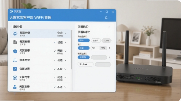 ���������ͻ���WiFi�������棬չʾ�豸�б����ŵ�ѡ���飬����Ϊ��ͥ����·����