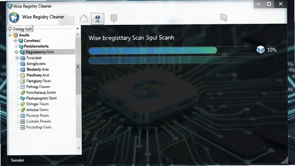 һ��Wise Registry Cleaner����ִ��ע���ɨ��Ľ��棬��������̬��ʾɨ��ٷֱȣ��������������г�������޸����ݣ������黯ͻ����������ϸ�ڣ�����Ƽ���ʮ�㡣