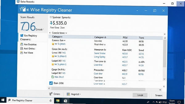 һ��չʾWise Registry Cleaner������ɨ�����Ľ�ͼ������������ʾɨ����Ĵ�������������б�������Ϊ�ɾ���Windows���棬��������������ͻ����������������רҵ�ԡ�