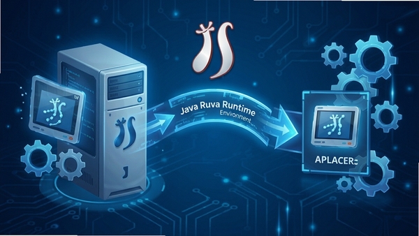 Java Runtime Environment����ʾ��ͼ��չʾJRE�ڵ���ϵͳ��Ӧ�ó���֮����������ã�����Ϊ�Ƽ�����ɫ��������Javaͼ��ͳ���Ԫ�ء�