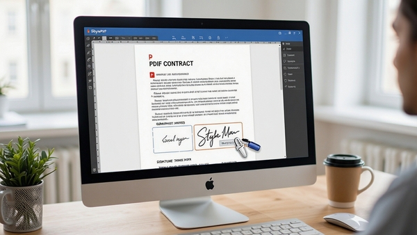 iStylePDF����ǩ�����ܲ�����ʾͼ����Ļ����ʾһ��PDF��ͬҳ�棬���������קһ����дǩ����ָ��ǩ�����򣬽����࣬����Ϊ�칫���棬���������ı����