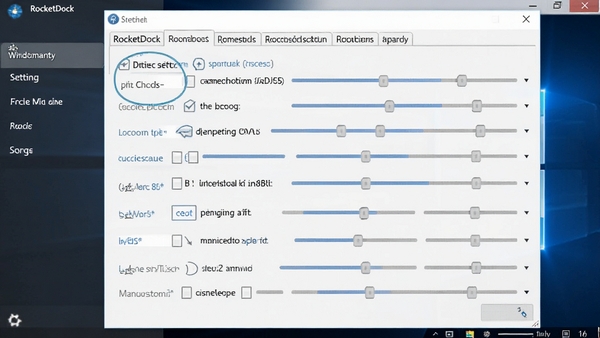 һ��չʾRocketDock���ý���Ľ�ͼ�������ڰ������ѡ��ͻ��飬����ΪWindows���÷��ͻ������ѡ��ķḻ�ԡ�