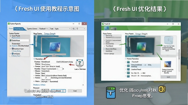 Fresh UI ʹ�ý̳�ʾ��ͼ��չʾ��δ���ϵͳ��ԭ���Լ��Ż�ǰ��Աȣ������Ϊ���������֣����Ϊϵͳ���Խ��棬�ұ�ΪFresh UI�Ż��������������˵������������׶�
