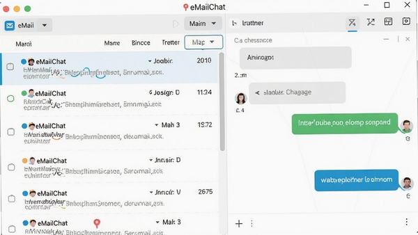 һ��չʾeMailChat�������ͼ�����Ϊ�ʼ��б����Ҳ�Ϊ���촰�ڣ��������ִ���ɫ�����£�ͻ��������Ч��ͨ�ĺ��Ĺ��ܡ�