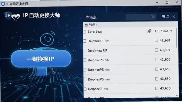 IP�Զ�������ʦ�����������ͼ��չʾһ����IP��ť�ͽڵ��б����Ƽ�����ɫ������������Ⱦ